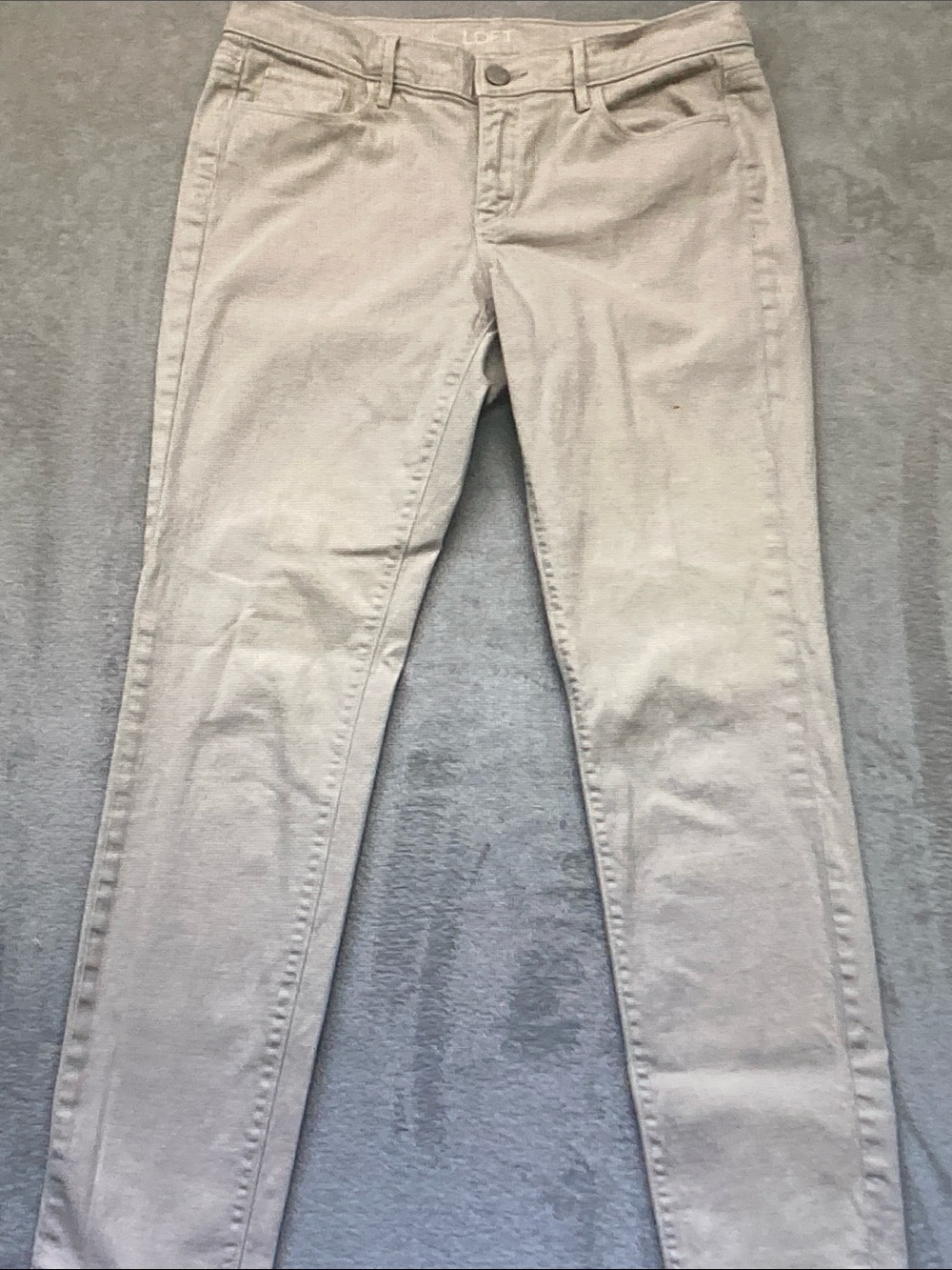 LOFT Light Gray Skinny Jeans - Neutral Slim Fit
